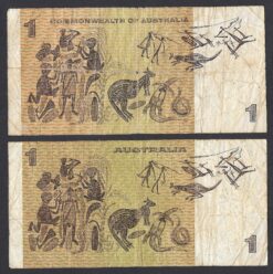 Alternative view of Coppia banconote da 1 dollaro australiano del 1969 e 1982 (Queen Elizabeth II)