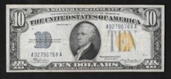 Banconota da 10 dollari U.S.A. bollino giallo occupazione americana (WW2)