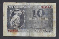 Biglietto da 10 lire del 1944 occupazione tedesca di Ljubljana-Slovenia (WW2)