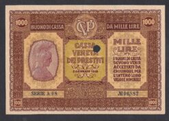 Buono da 1000 lire emesso dalla Cassa Veneta Prestiti nel 1918 per l'occupazione austriaca (WW1)