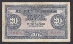 Biglietto da 20 schilling del 1944 occupazione militare alleata dell'Austria (WW2)