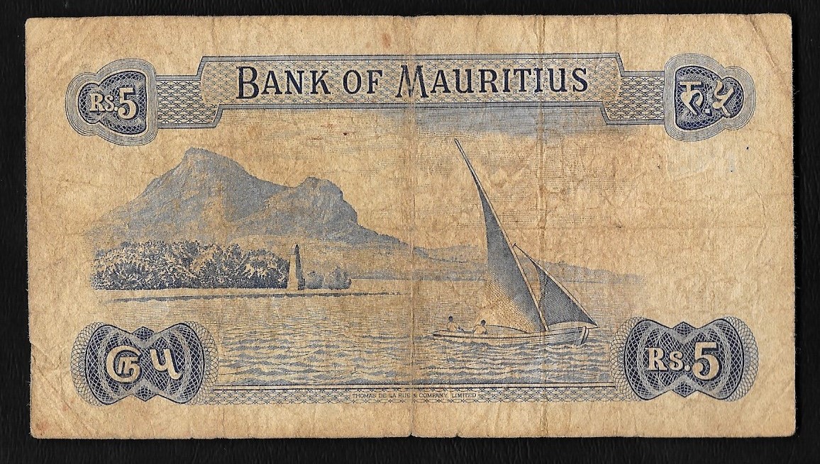 Banconota da 5 rupie Bank of Mauritius del 1973-1982 (Queen Elizabeth II) - immagine 2