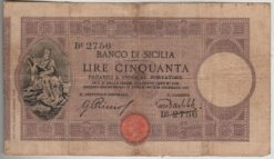 Banconota da 50 lire Banco di Sicilia d.m. 24.12.1913