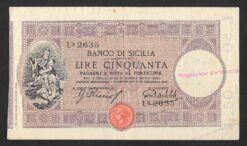 Banconota da 50 lire Banco di Sicilia d.m. 24.12.1913