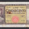 Banconota da 500 lire tipo Italia ornata di spighe del 1948