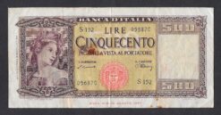 Banconota da 500 lire tipo Italia ornata di spighe del 1948