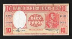 Banconota da 10 pesos cileni M. Bulnes 1947-1958 (1 condor)