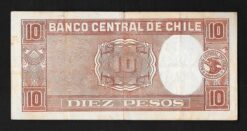 Alternative view of Banconota da 10 pesos cileni M. Bulnes 1947-1958 (1 condor)
