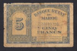 Banconota da 5 franchi Marocco del 1944 (WW2)